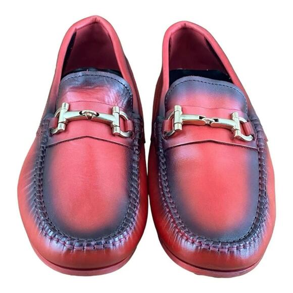 Re Ferdinando Castelo Red Leather Men size 9 Driver Loafer main image 4